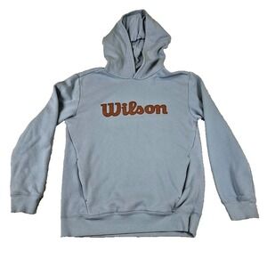 Wilson Tennis Hoodie XL Blue Athletic Pullover Sweatshirt Zipped Pockets